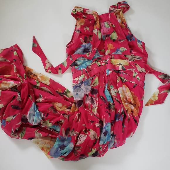 Adrianna Papell Floral Chiffon Maxi Halter Dress - Picture 6 of 10
